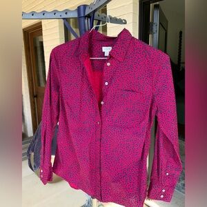 J. Crew Vibrant Pink and blue Animal Print Shirt